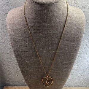 Avon Gold Double Heart Pendant Necklace